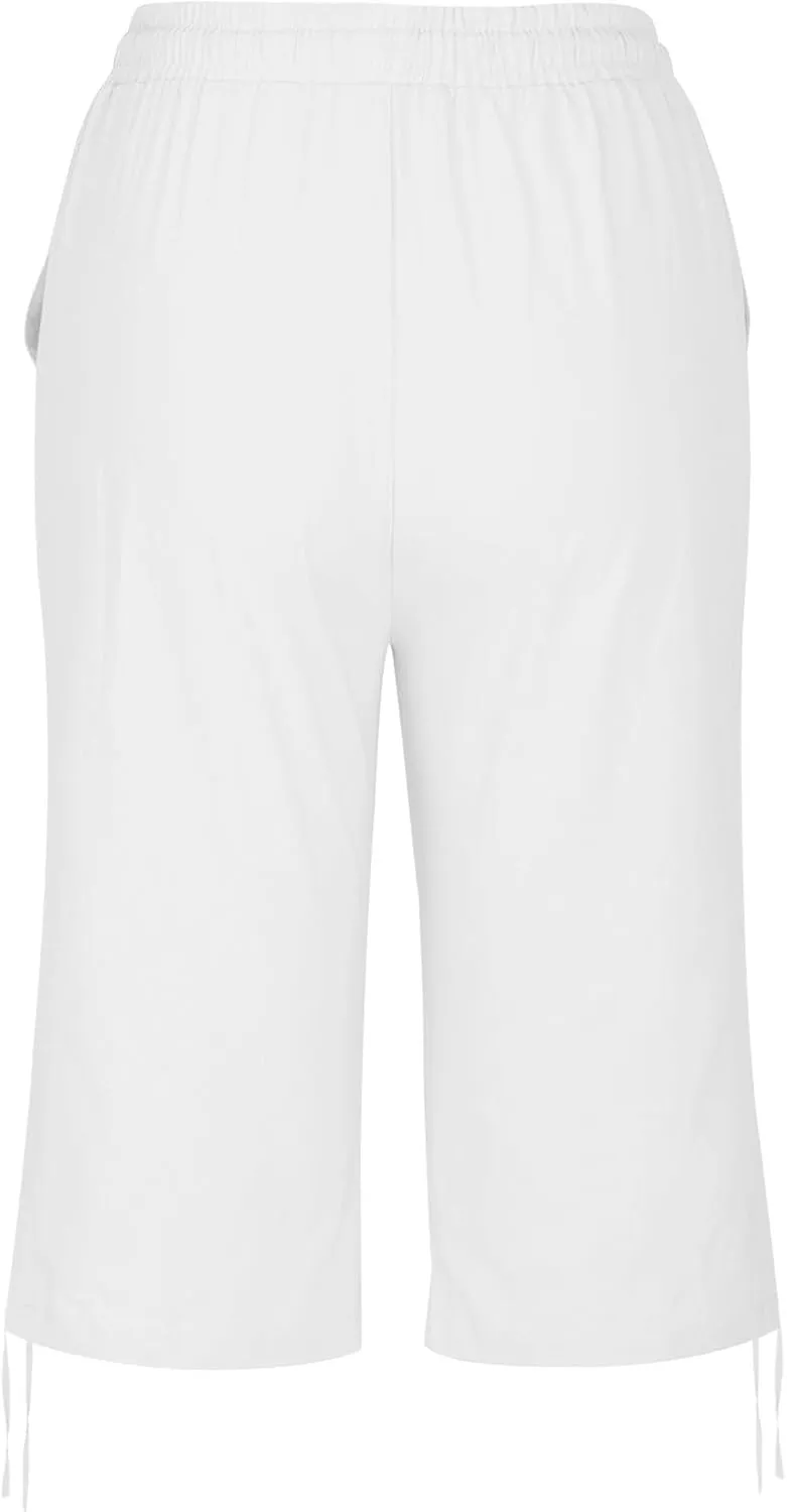 Women's High Waist Shorts Women's Elastic Waist Casual Comfy Cotton Beach Shorts Drawstring Elastic Waist Short