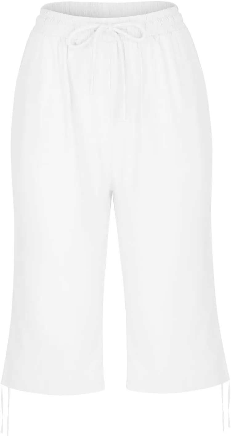 Women's High Waist Shorts Women's Elastic Waist Casual Comfy Cotton Beach Shorts Drawstring Elastic Waist Short