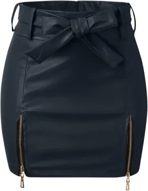 Women's High Waisted Pleated Tennis Skirt Women High Waist Hip High Slit Skirts Zipper Short Solid A Line Sexy