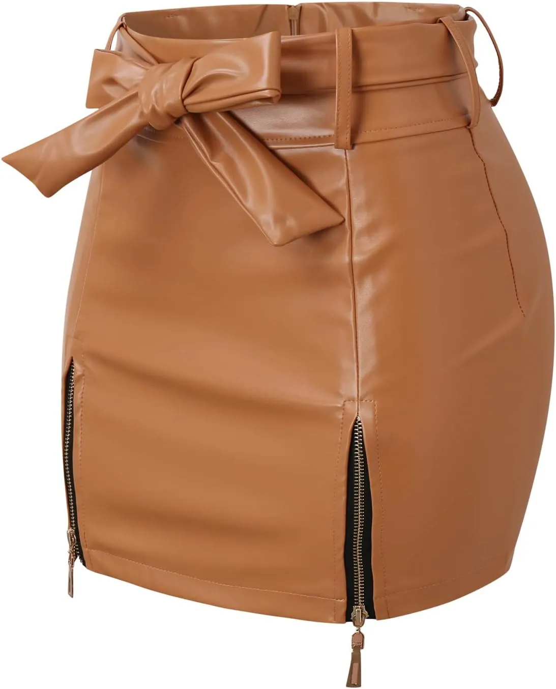 Women's High Waisted Pleated Tennis Skirt Women High Waist Hip High Slit Skirts Zipper Short Solid A Line Sexy
