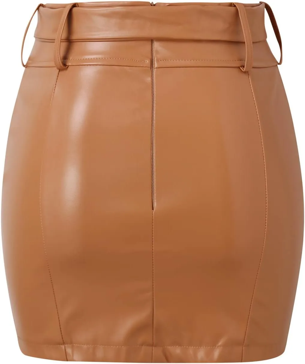 Women's High Waisted Pleated Tennis Skirt Women High Waist Hip High Slit Skirts Zipper Short Solid A Line Sexy