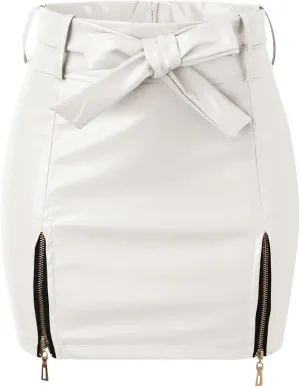 Women's High Waisted Pleated Tennis Skirt Women High Waist Hip High Slit Skirts Zipper Short Solid A Line Sexy