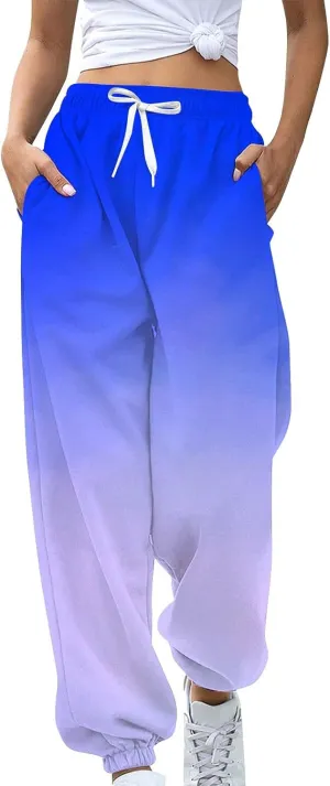 Womens High Waisted Sweatpants Pants Workout High Waisted Yoga Pants Casual Baggy Fleece High Waisted Joggers Pants