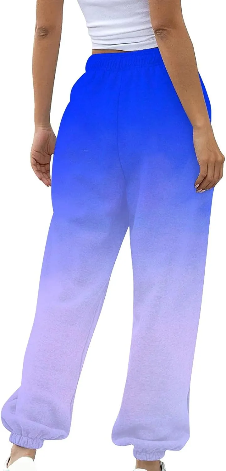Womens High Waisted Sweatpants Pants Workout High Waisted Yoga Pants Casual Baggy Fleece High Waisted Joggers Pants