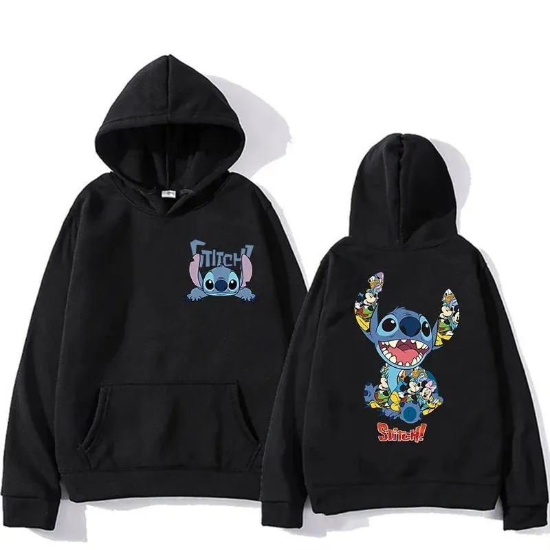 Women's Hoodies Long Sleeve Oversized Tops Weekend Party Disney Lilo & Stitch Graphic Aesthetic Sweatshirts Women's Winter Jacke