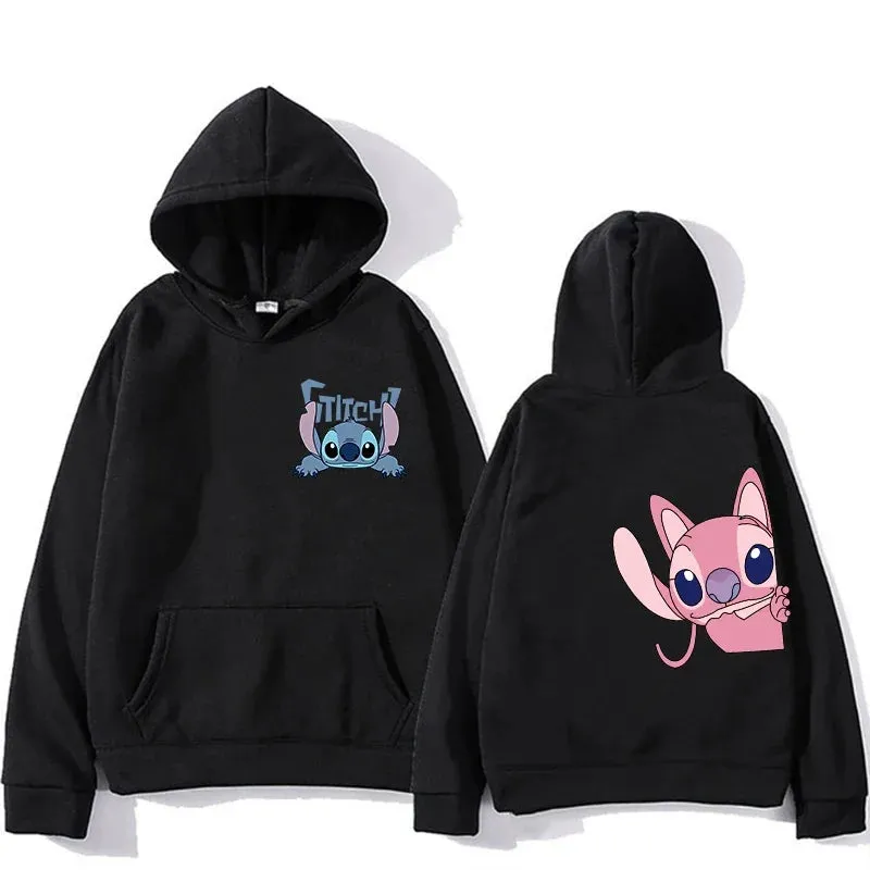 Women's Hoodies Long Sleeve Oversized Tops Weekend Party Disney Lilo & Stitch Graphic Aesthetic Sweatshirts Women's Winter Jacke
