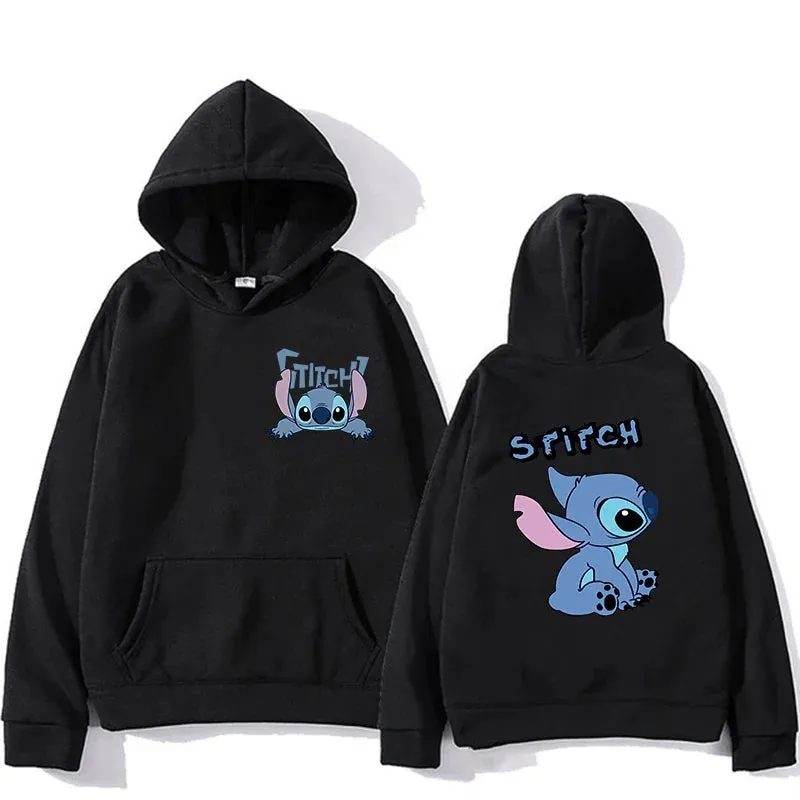 Women's Hoodies Long Sleeve Oversized Tops Weekend Party Disney Lilo & Stitch Graphic Aesthetic Sweatshirts Women's Winter Jacke
