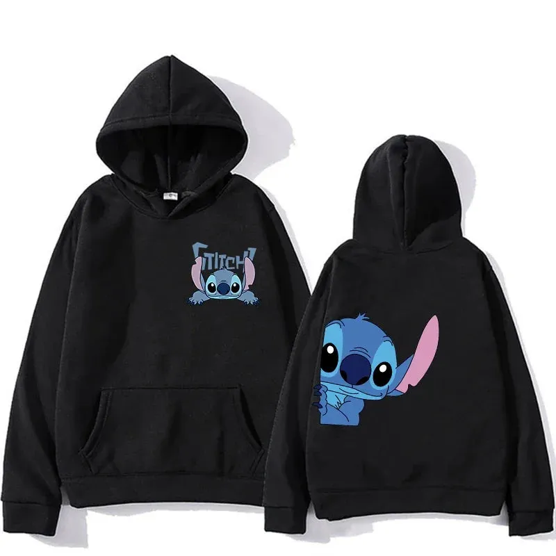Women's Hoodies Long Sleeve Oversized Tops Weekend Party Disney Lilo & Stitch Graphic Aesthetic Sweatshirts Women's Winter Jacke