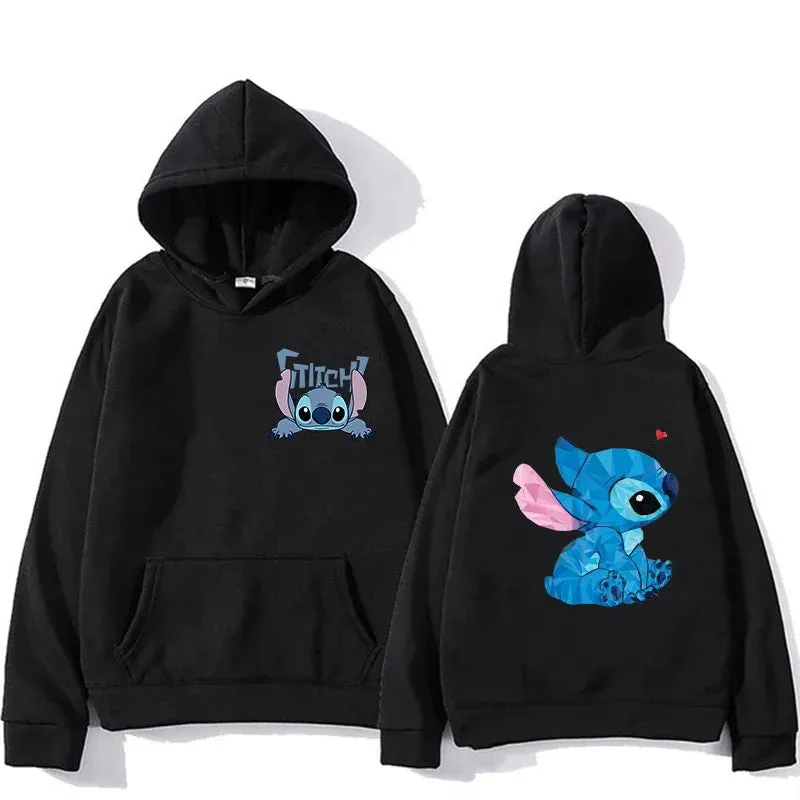 Women's Hoodies Long Sleeve Oversized Tops Weekend Party Disney Lilo & Stitch Graphic Aesthetic Sweatshirts Women's Winter Jacke