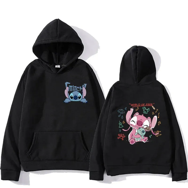 Women's Hoodies Long Sleeve Oversized Tops Weekend Party Disney Lilo & Stitch Graphic Aesthetic Sweatshirts Women's Winter Jacke