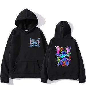 Women's Hoodies Long Sleeve Oversized Tops Weekend Party Disney Lilo & Stitch Graphic Aesthetic Sweatshirts Women's Winter Jacke