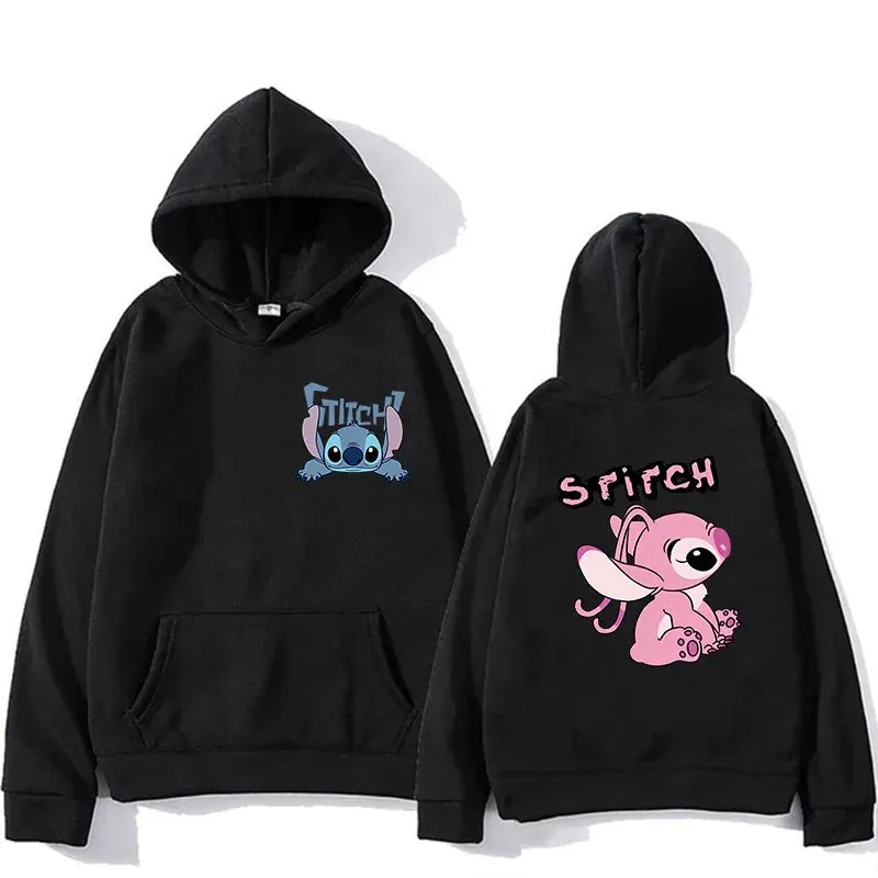 Women's Hoodies Long Sleeve Oversized Tops Weekend Party Disney Lilo & Stitch Graphic Aesthetic Sweatshirts Women's Winter Jacke