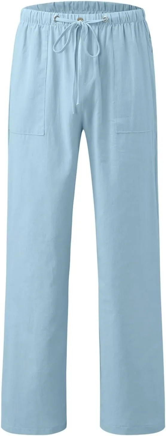 Women's Linen Pants Linen Pants Womens Leg Casual Loose Drawstring High Waist Womens Linen Pants Tall Linen Outfit Women