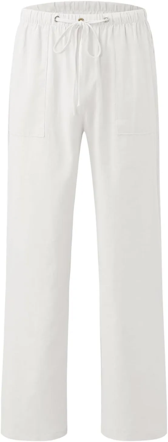 Women's Linen Pants Linen Pants Womens Leg Casual Loose Drawstring High Waist Womens Linen Pants Tall Linen Outfit Women