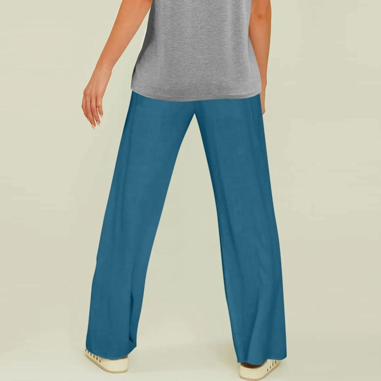Women's Linen Pants Linen Pants Womens Leg Casual Loose Drawstring High Waist Womens Linen Pants Tall Linen Outfit Women