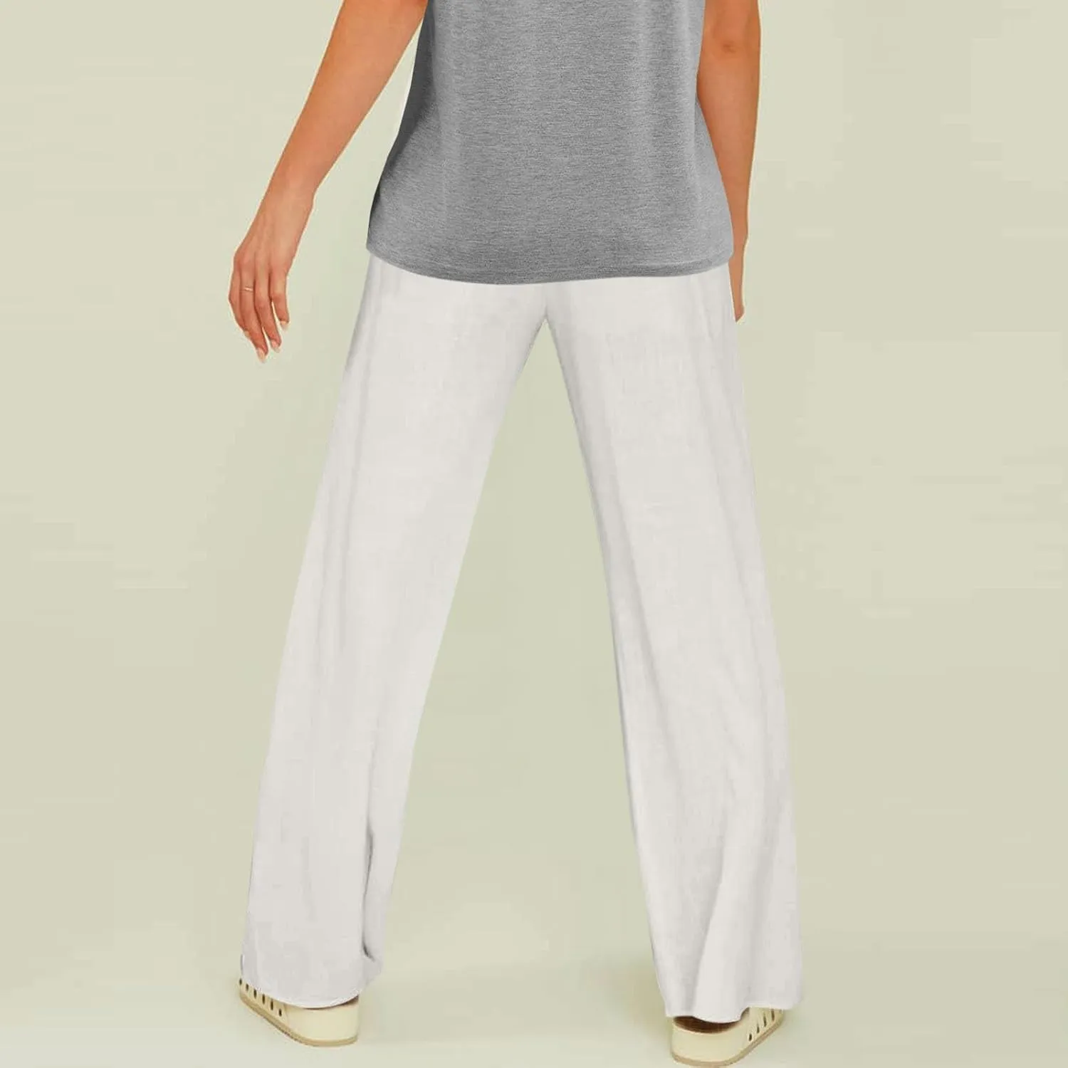 Women's Linen Pants Linen Pants Womens Leg Casual Loose Drawstring High Waist Womens Linen Pants Tall Linen Outfit Women