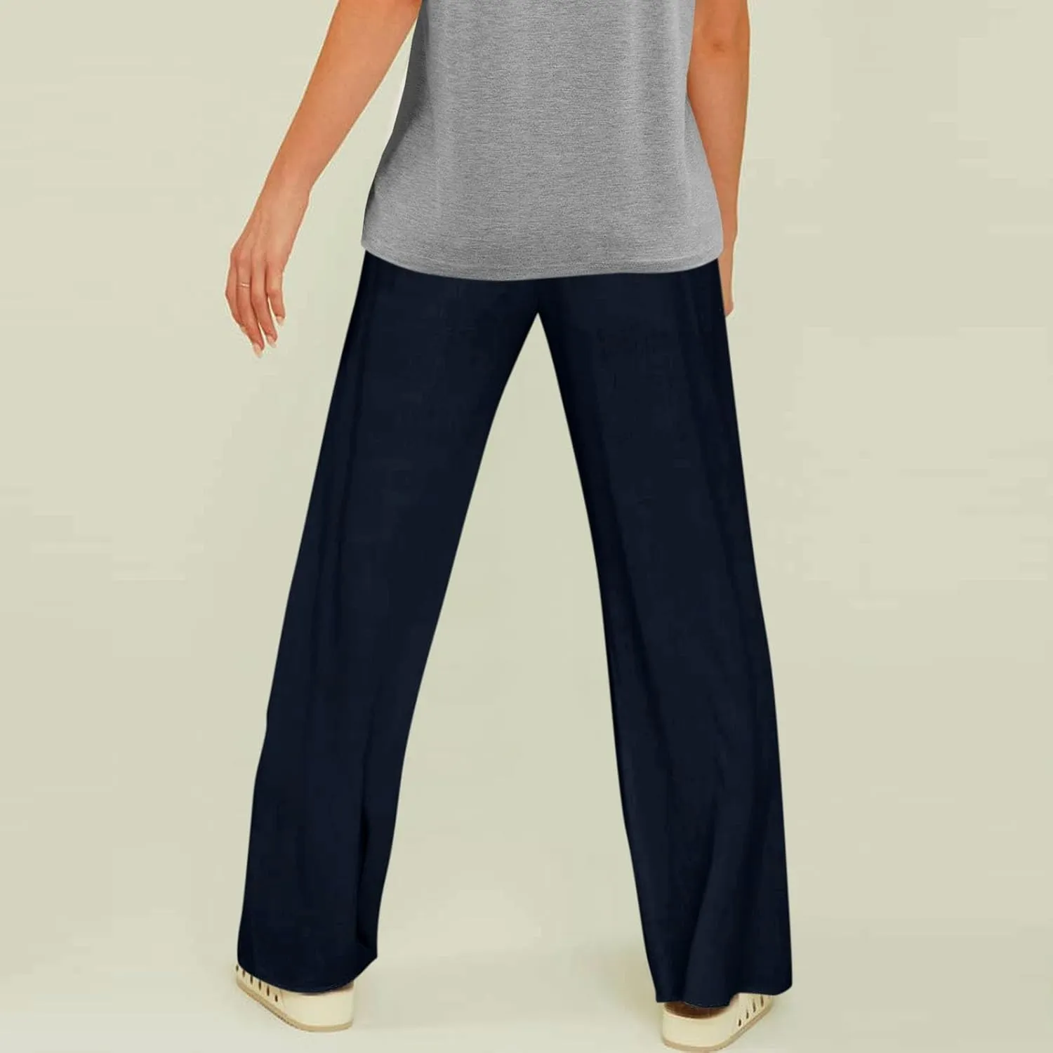 Women's Linen Pants Linen Pants Womens Leg Casual Loose Drawstring High Waist Womens Linen Pants Tall Linen Outfit Women