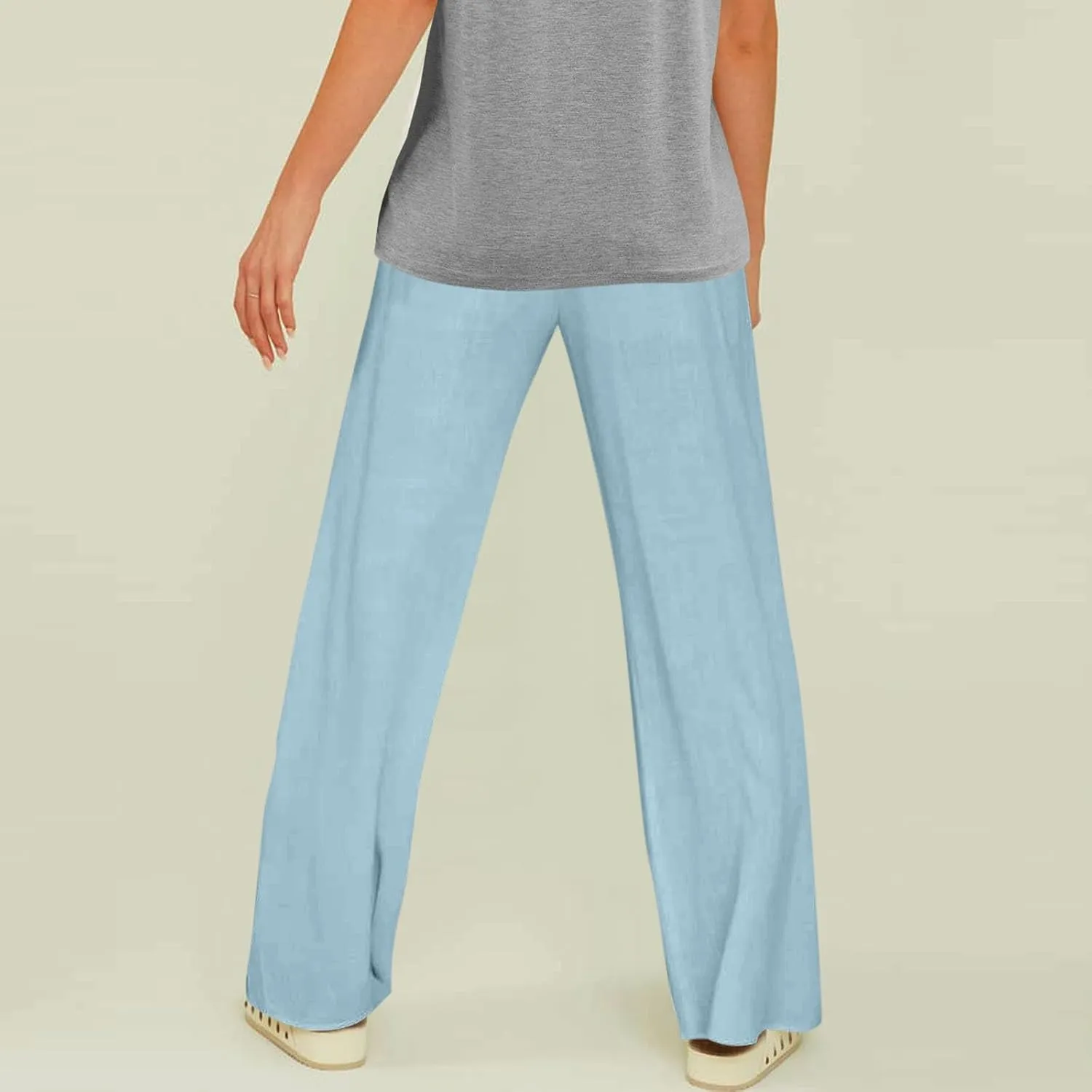 Women's Linen Pants Linen Pants Womens Leg Casual Loose Drawstring High Waist Womens Linen Pants Tall Linen Outfit Women