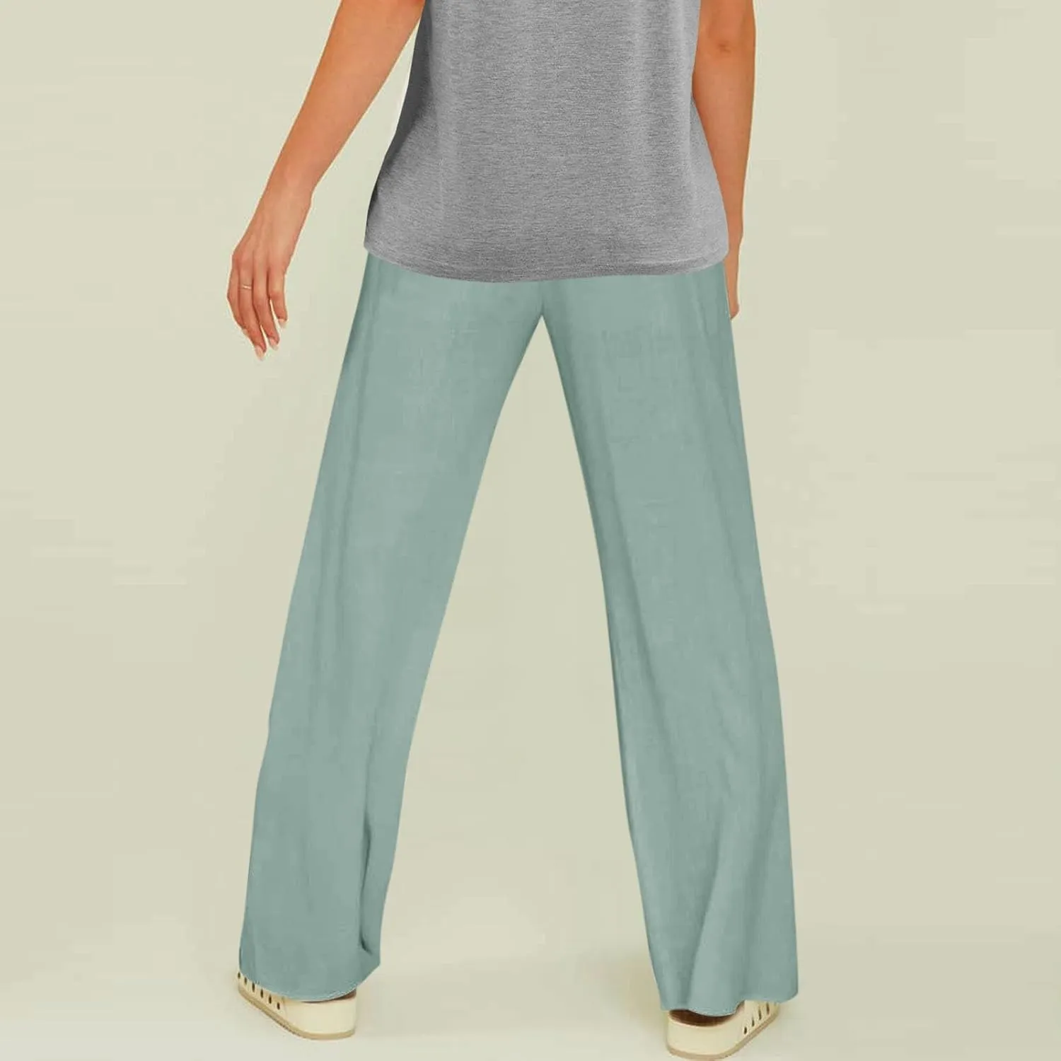 Women's Linen Pants Linen Pants Womens Leg Casual Loose Drawstring High Waist Womens Linen Pants Tall Linen Outfit Women