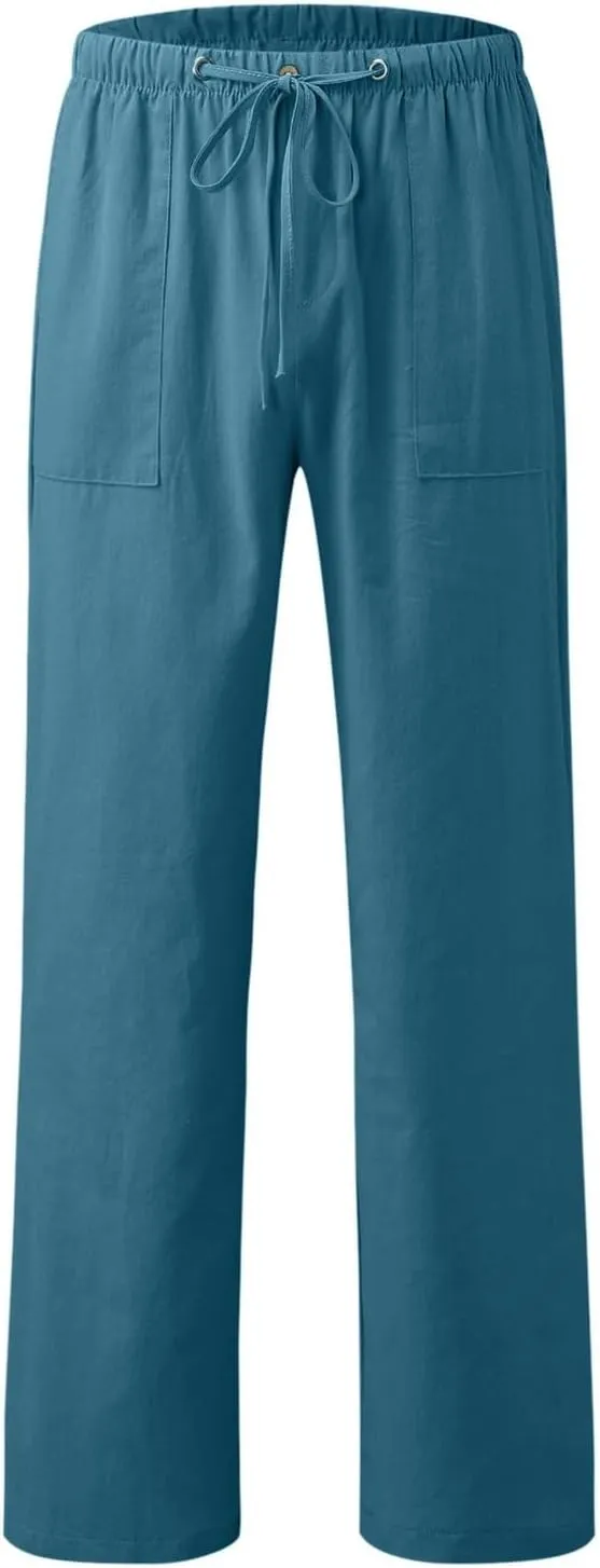 Women's Linen Pants Linen Pants Womens Leg Casual Loose Drawstring High Waist Womens Linen Pants Tall Linen Outfit Women