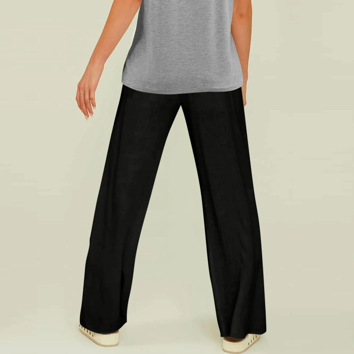 Women's Linen Pants Linen Pants Womens Leg Casual Loose Drawstring High Waist Womens Linen Pants Tall Linen Outfit Women