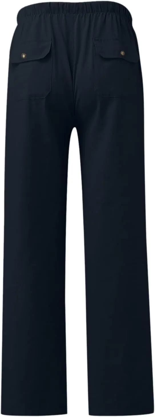 Women's Linen Pants Linen Pants Womens Leg Casual Loose Drawstring High Waist Womens Linen Pants Tall Linen Outfit Women
