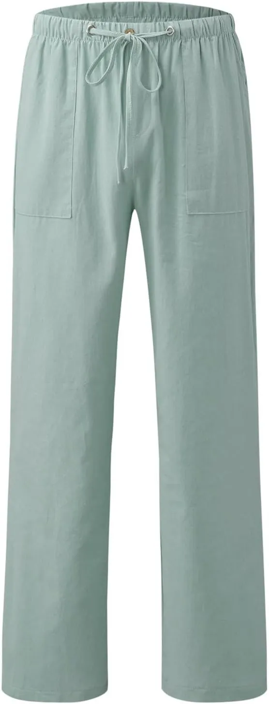 Women's Linen Pants Linen Pants Womens Leg Casual Loose Drawstring High Waist Womens Linen Pants Tall Linen Outfit Women
