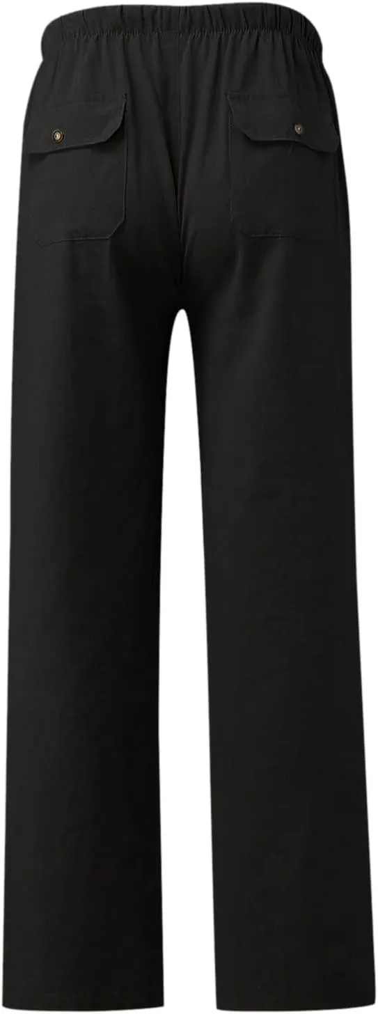 Women's Linen Pants Linen Pants Womens Leg Casual Loose Drawstring High Waist Womens Linen Pants Tall Linen Outfit Women