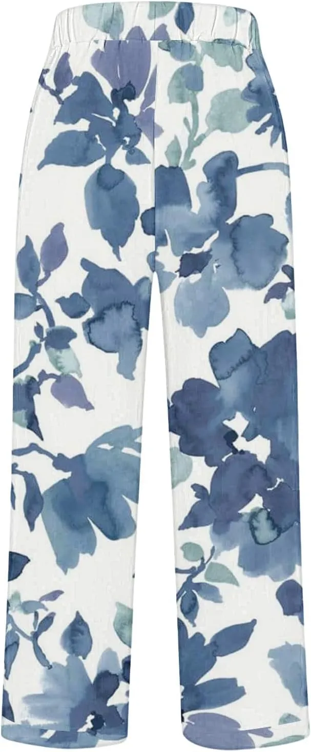 Womens Linen Summer Pants Pocket Casual Cotton and Linen Pants High Linen Pants for Women