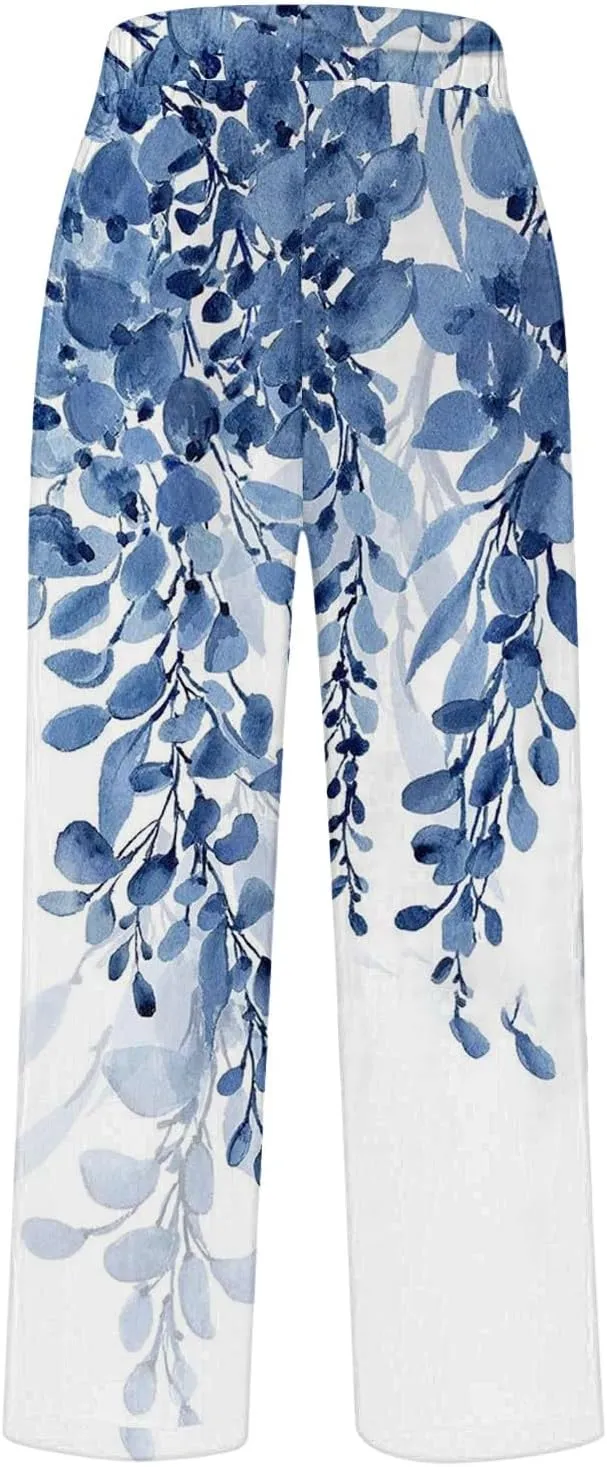 Womens Linen Summer Pants Pocket Casual Cotton and Linen Pants High Linen Pants for Women
