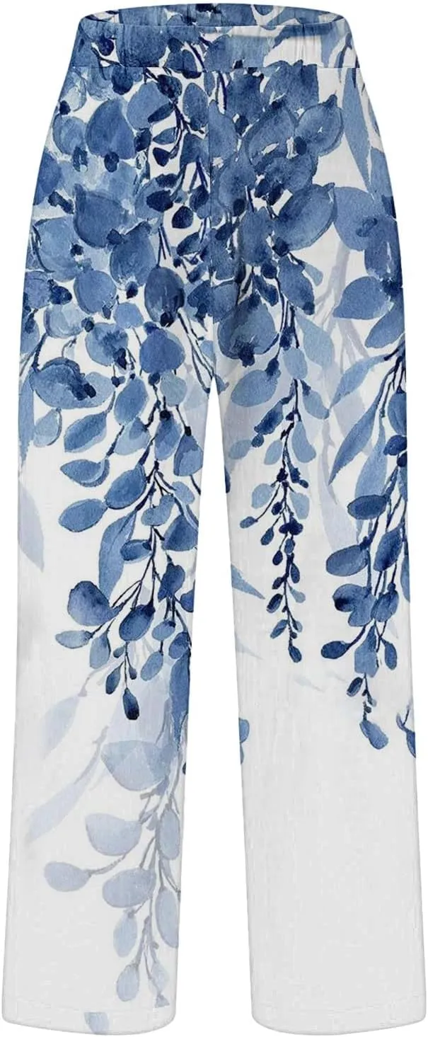 Womens Linen Summer Pants Pocket Casual Cotton and Linen Pants High Linen Pants for Women
