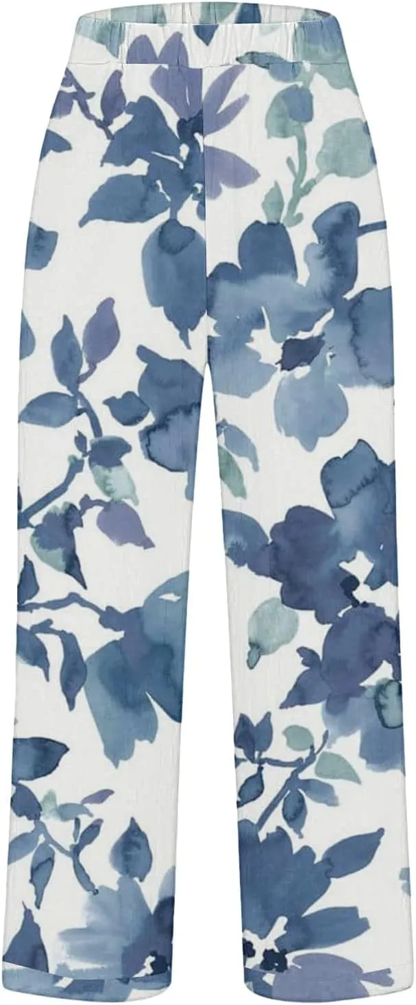 Womens Linen Summer Pants Pocket Casual Cotton and Linen Pants High Linen Pants for Women