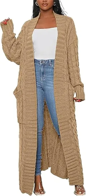 Womens Long Cardigan Sweaters Women Long Sleeve Open Front Knit Long Cardigan Oversized Open Front Chunky Cardigans