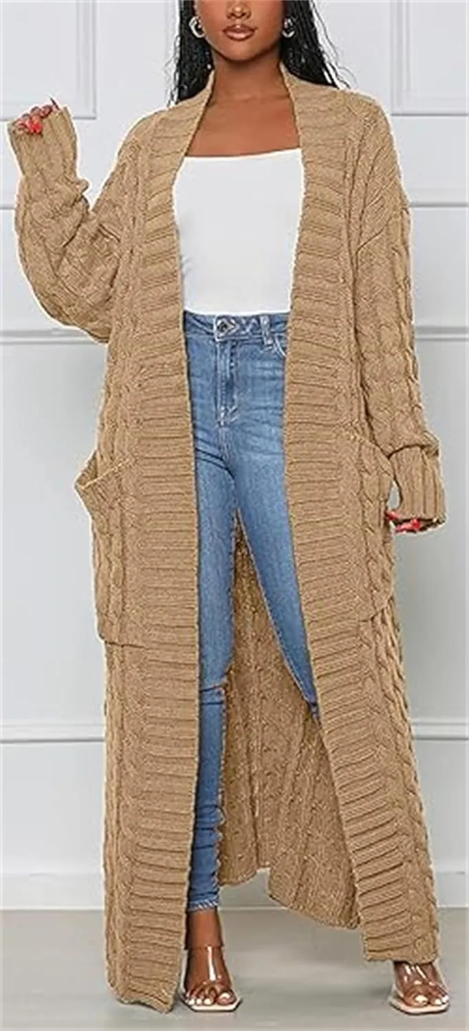 Womens Long Cardigan Sweaters Women Long Sleeve Open Front Knit Long Cardigan Oversized Open Front Chunky Cardigans