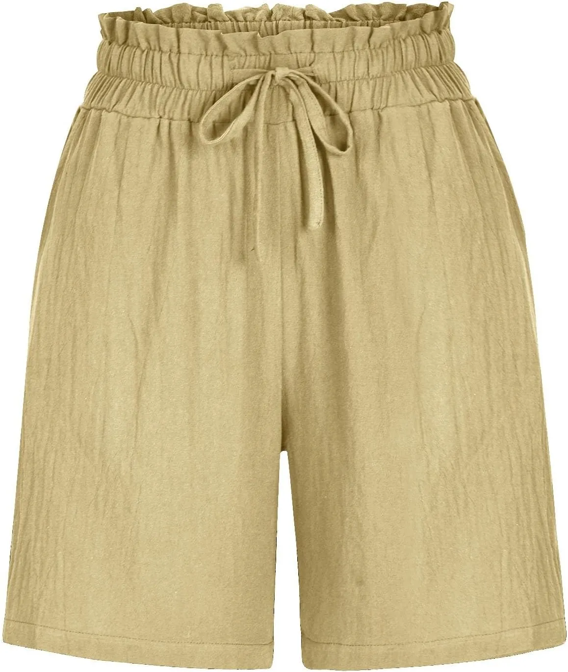 Womens Lounge Shorts Summer Casual Drawstring High Waisted Linen Shorts Comfy Lightweight Pull on Shorts with Pockets