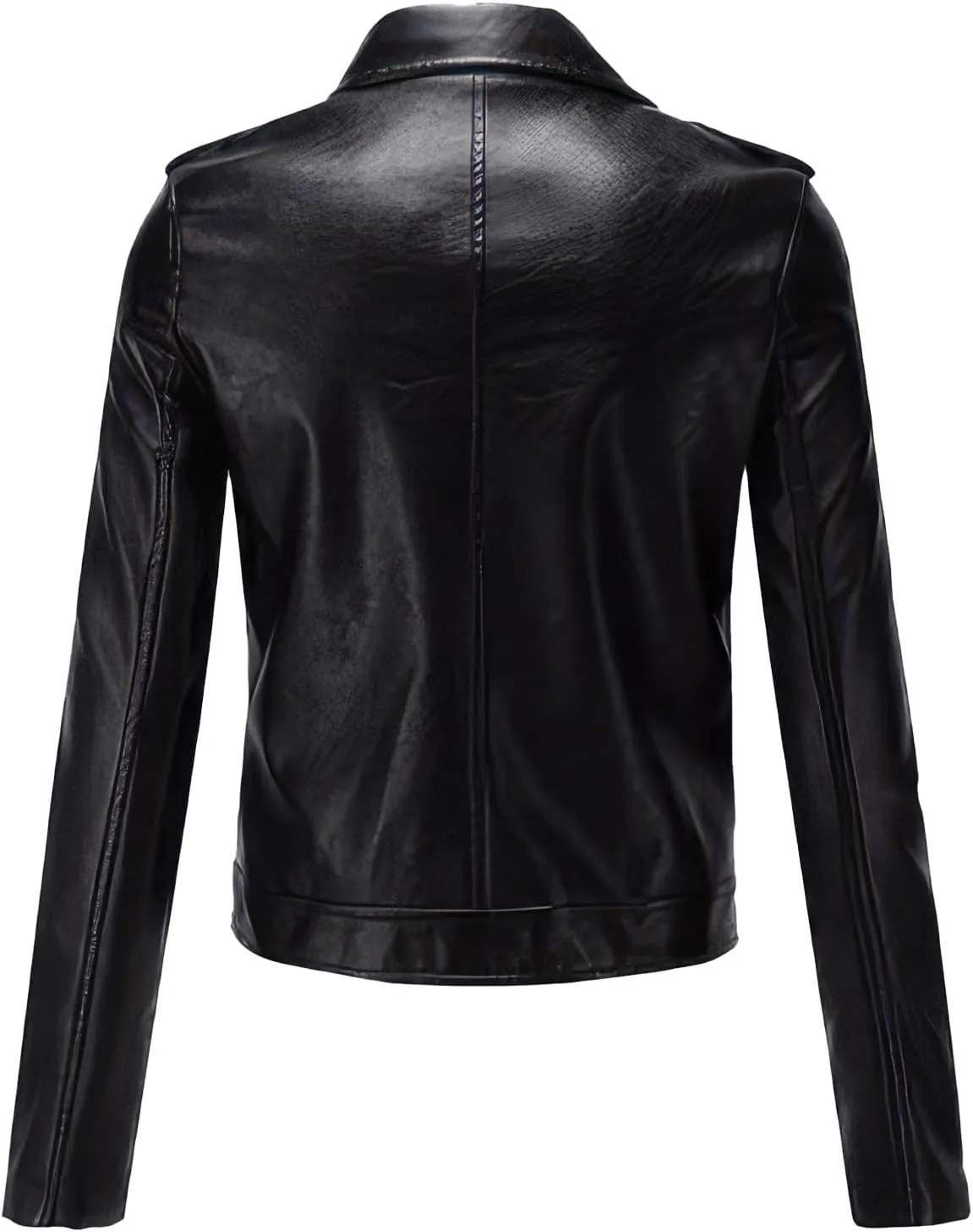 Women's Motorcycle Black Genuine Sheepskin Biker Leather Jacket Lapel Collar Punk Moto Retro Design Riding Streetwear Coat