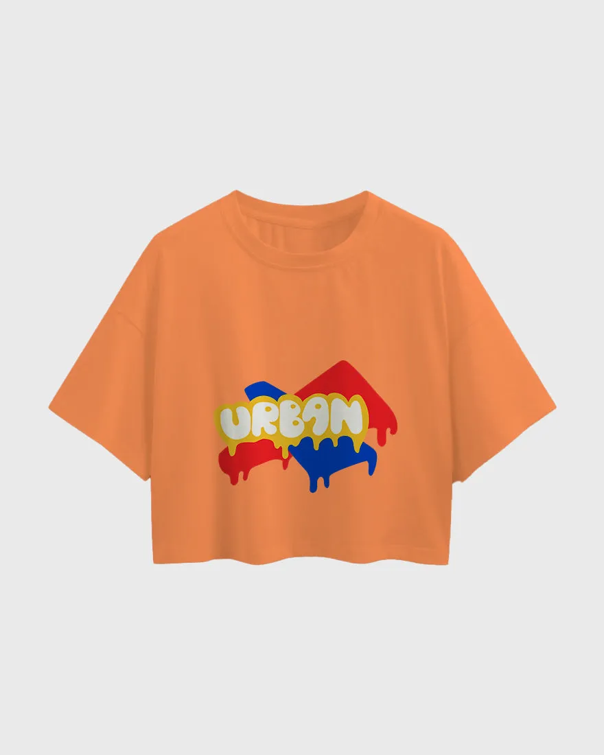 Womens Oversized Cropped TShirt Funky Urban