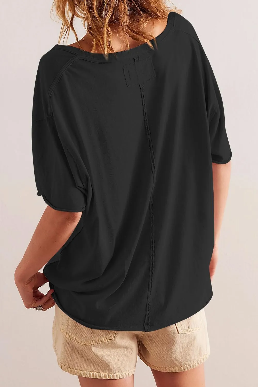 Womens Oversized T Shirts Loose Fit V Neck Short Sleeve Tops Summer Casual Blouse Trendy 2025 Basic Tee
