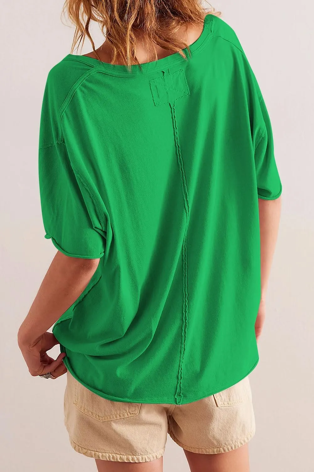 Womens Oversized T Shirts Loose Fit V Neck Short Sleeve Tops Summer Casual Blouse Trendy 2025 Basic Tee