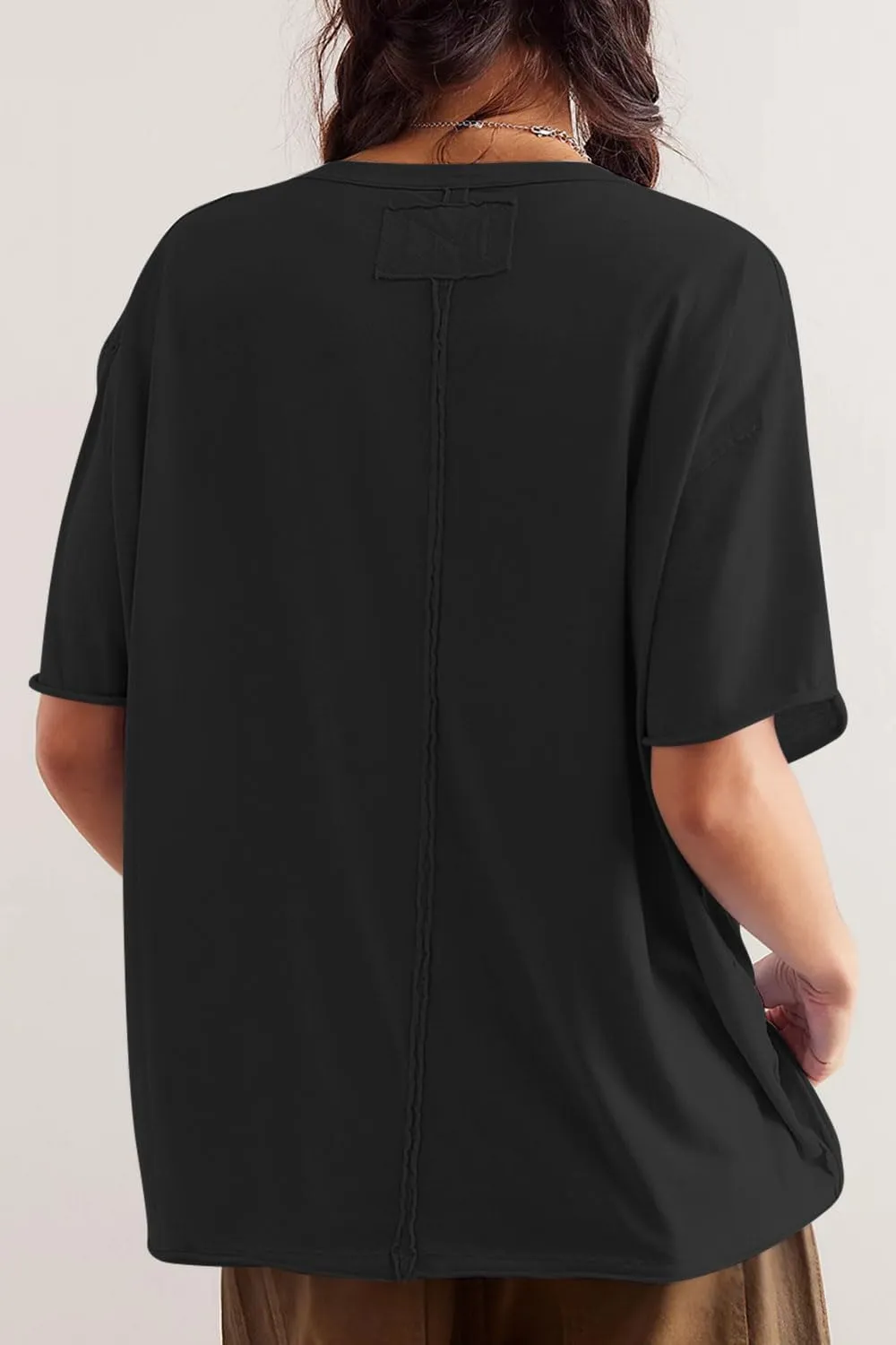 Womens Oversized T Shirts Loose Fit V Neck Short Sleeve Tops Summer Casual Blouse Trendy 2025 Basic Tee