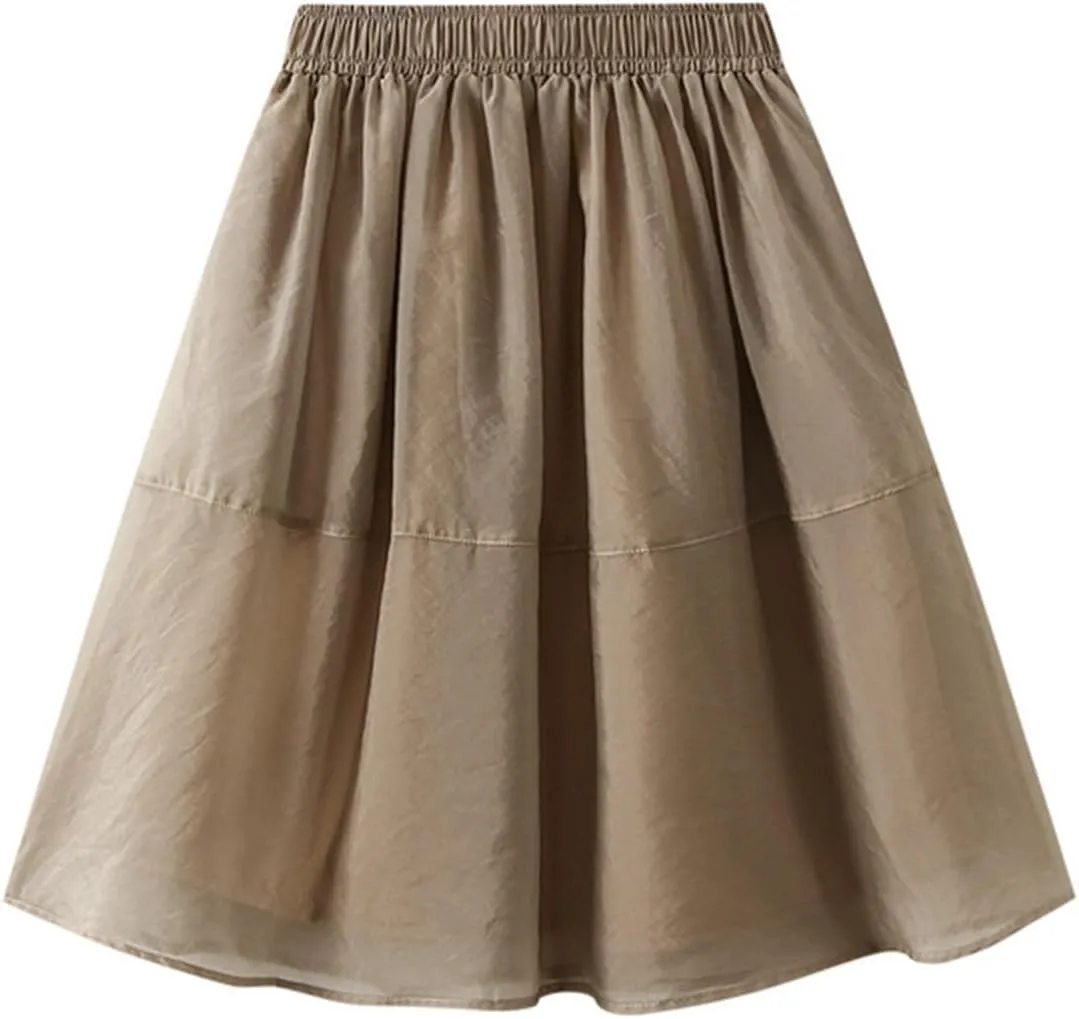 Women's Pleated Skater Skirt Basic Casual High Waisted Ruffles Flared Mini Skirts Summer A-Line Cute Swing Short Skirts