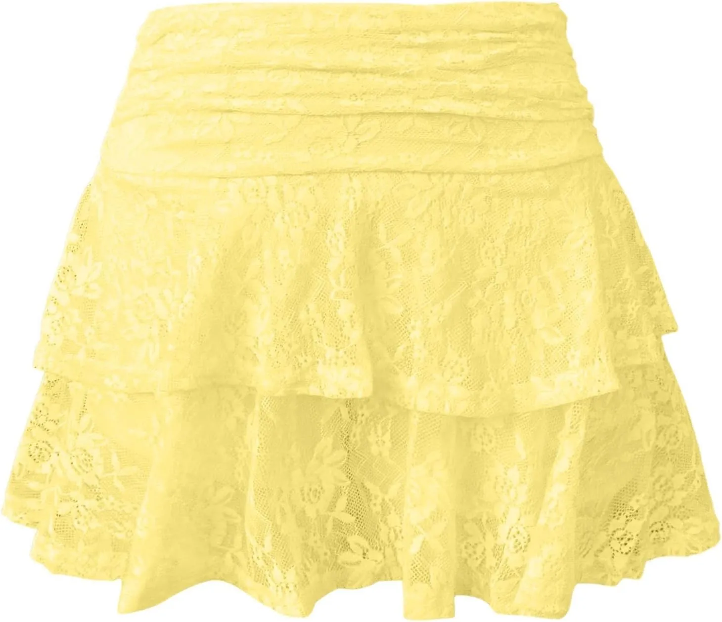 Womens Pleated Skirt High Waisted Ruffle Cute Flowy Layered Mini Skirt Skort Sports Skater Running Skorts