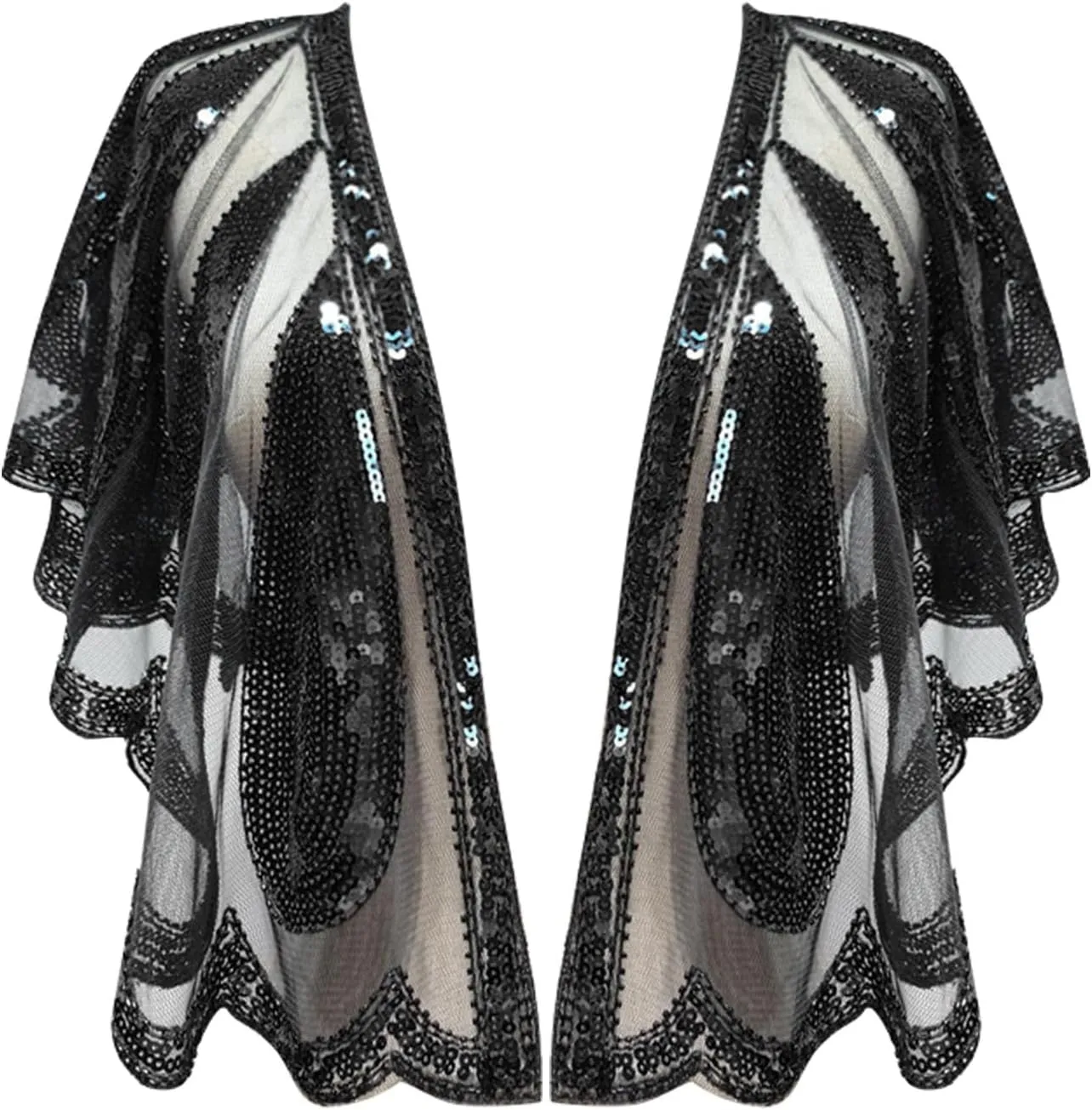 Womens Puff Sleeve Bolero Shrugs Cropped Open Front Sheer Mesh Chiffon Cardigans Short Sleeve Shrug for Evening Dressy