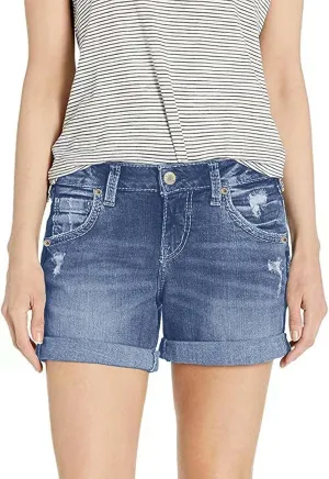 Women's Ripped High Waisted Jean Shorts