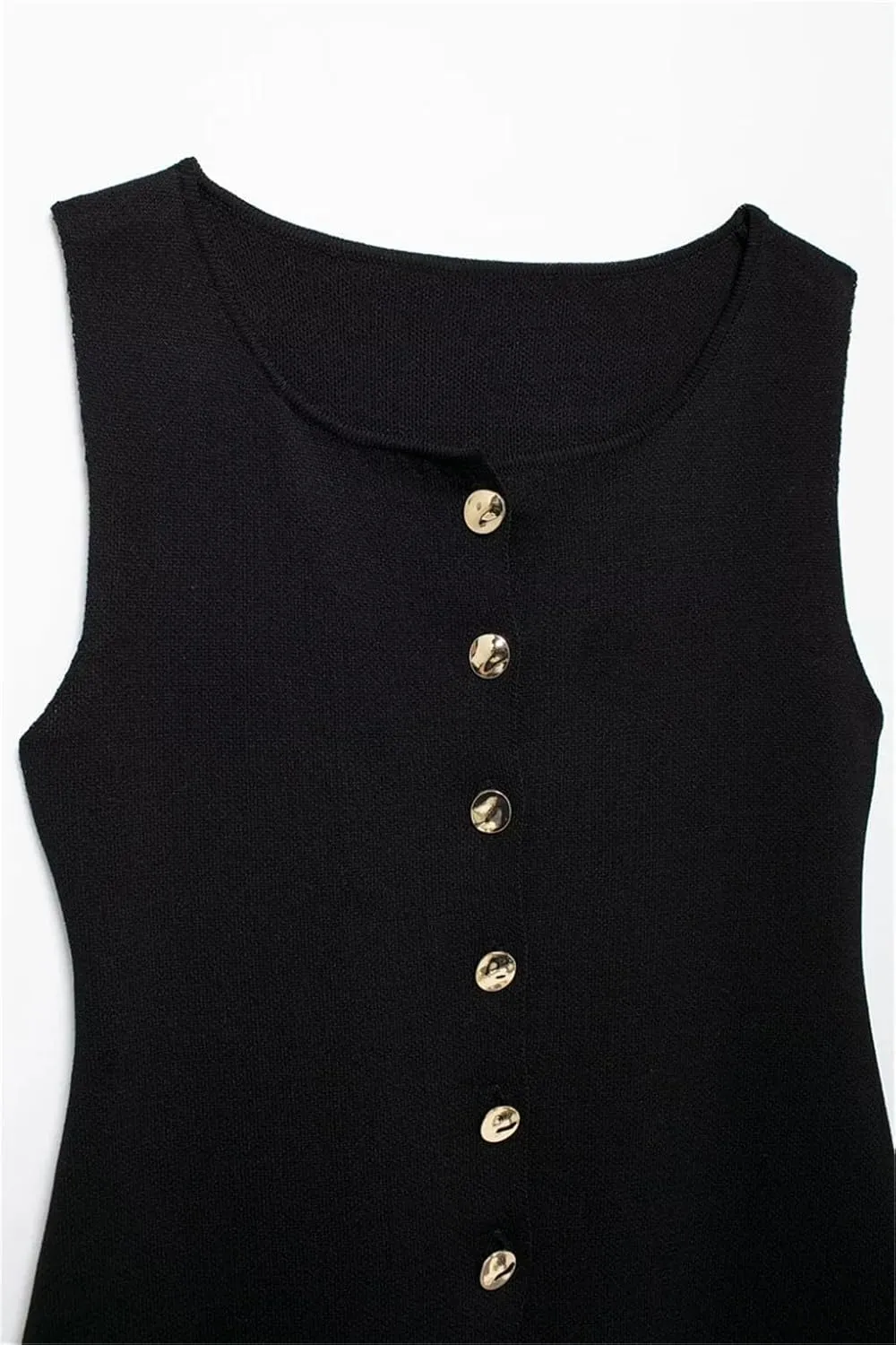 Women's Round Neck Knitted Slim Fit Vest