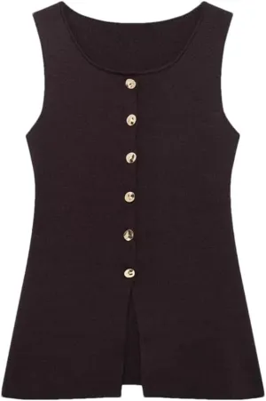Women's Round Neck Knitted Slim Fit Vest