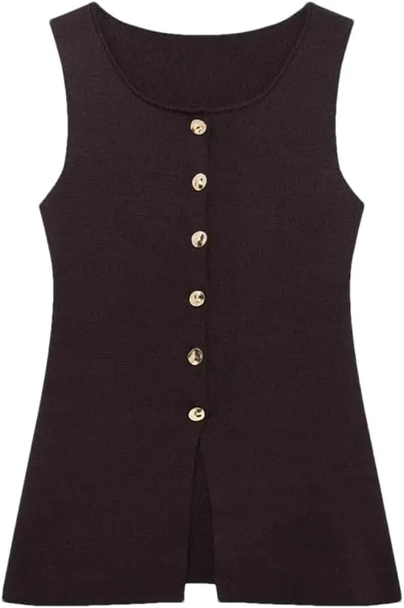 Women's Round Neck Knitted Slim Fit Vest