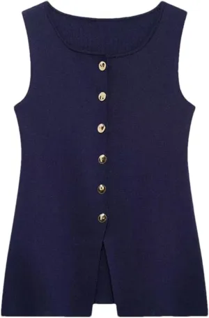 Women's Round Neck Knitted Slim Fit Vest