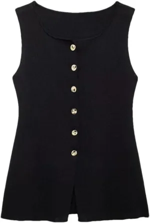 Women's Round Neck Knitted Slim Fit Vest