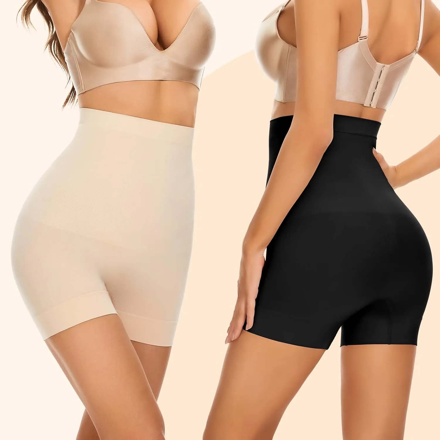 Womens Seamless Shaping Boyshorts Panties, High Waisted Shapewear for Women Tummy Control Shorts for Under Dresses